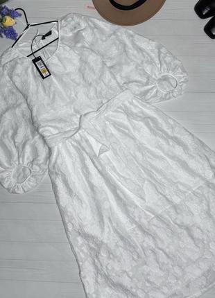 Белое платье в белый цветочный принт от m&amp;s4 фото