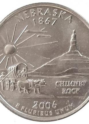 Сша ¼ доллара, 2006 квотер штата небраска  №1809