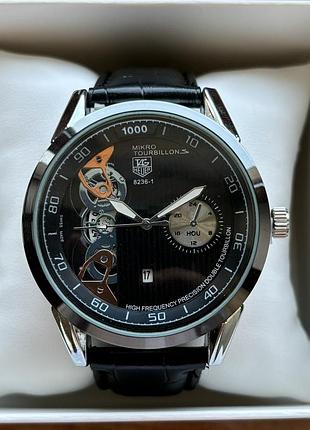 Чоловічий годинник на ремені tag heuer срібного кольору