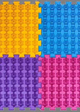 Масажний ортопедичний килимок для дітей та дорослих ортокилимок для стоп ніг та ходьби 4 пазли лотос