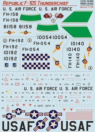 Print scale 72-462 republic f-105 thunderchief частина 3 декаль для моделей, у масштабі 1:72