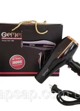 Фен для волосся gemei gm-1780 для сушіння та укладання волосся 2400 вт5 фото