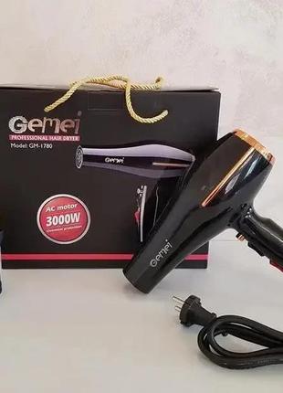 Фен для волосся gemei gm-1780 для сушіння та укладання волосся 2400 вт4 фото