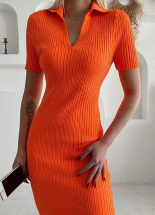 Топ ціна💫міді сукня рубчик - мустанг - 6 кольорів5 фото