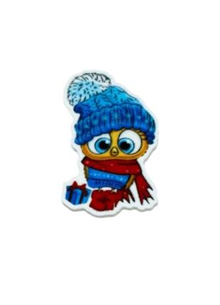 Серединка для бантиків (пластиковий декор) сова у шапці, 4 см, арт (010155), шт, різнокольоровий