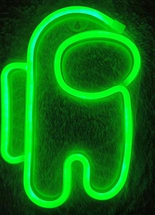 Нічний світильник — neon amazing — among us green