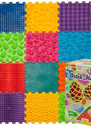 Масажний ортопедичний килимок для дітей та дорослих ортокилимок для стоп ніг та ходьби 16 пазлів