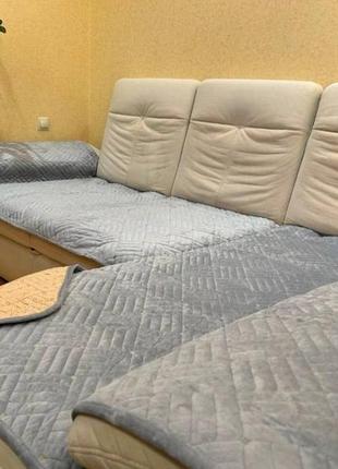 Покривало велюрове 3 в 1 (диван+2крісла), на кутовий диван