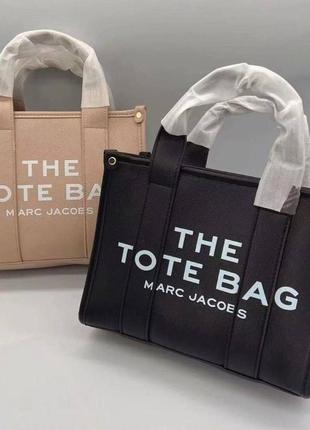 Сумка жіноча класична the tote bag від marc jacobs (марк джейкобс) - чорна / біла / бежева9 фото
