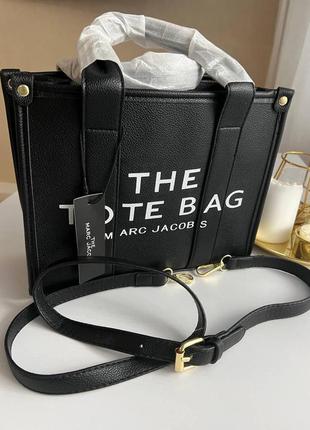 Сумка жіноча класична the tote bag від marc jacobs (марк джейкобс) - чорна / біла / бежева3 фото