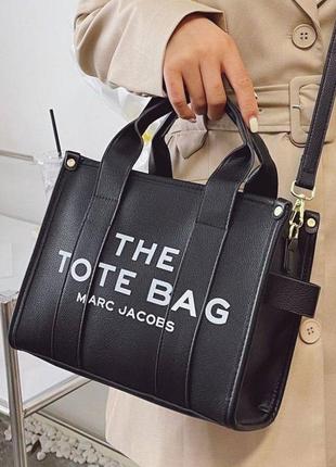 Сумка жіноча класична the tote bag від marc jacobs (марк джейкобс) - чорна / біла / бежева2 фото