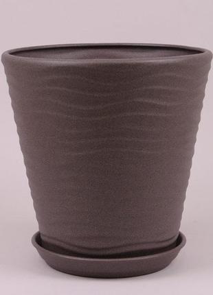 Керамический горшок волнистый шоколад крошка 5.5 л (разные цвета и размеры)1 фото