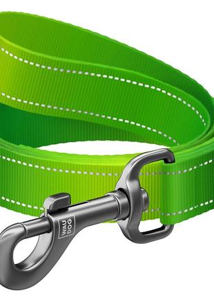 Повідець для собак нейлоновий waudog nylon mono, світловідбивний, l-xxl, ш 25 мм, дов 300 см, салатовий