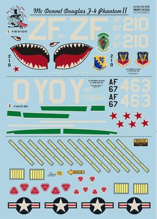 Print scale 32-006 f-4 fantom ii декаль для моделей в масштабе 1:321 фото