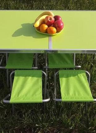 Розкладний зручний стіл для пікніка та 4 стільці салатовий6 фото
