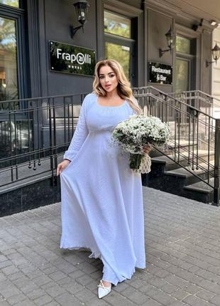 Лляна максі сукня із рукавами