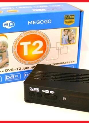 Приставка т2 цифровий тв тюнер megogo dvb t2 ресивер fta з iptv, wi-fi, youtube, usb