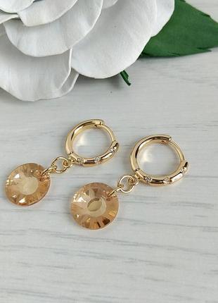 Позолочені сережки swarovski