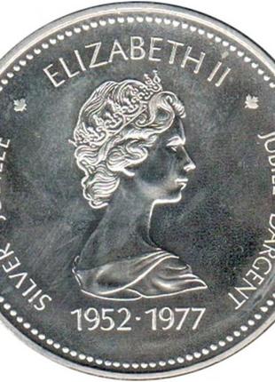 Канада 1 доллар, 1977 25 лет вступлению на престол королевы елизаветы ii срібло 23.3 гр. №14772 фото