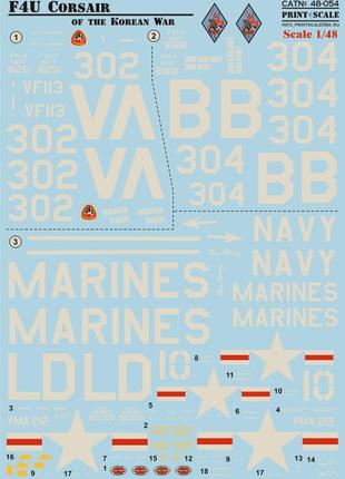 Print scale 48-054 f4u corsaur корейської війни декаль для моделей, у масштабі 1:48
