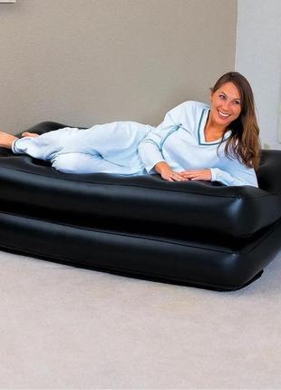 Двоспальний надувний диван трансформер bestway 75056 з електронасосом 188 х 152 х 64 см чорний8 фото