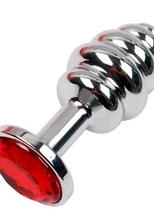 Стальная анальная пробка "спираль" - 7,2*2,9 см – анальные игрушки
