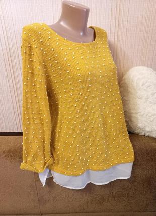 Тонкий джемпер блуза з декором у горошок izabel london