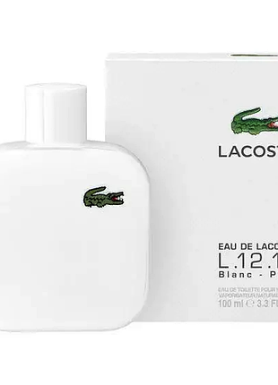 Мужская туалетная вода lacoste eau de l.12.12 blanc 100мл , мужские белые духи лакоста бланк
