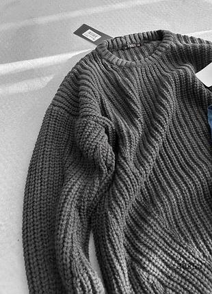 Графітовий вязаний теплий светр чоловічий оверсайз