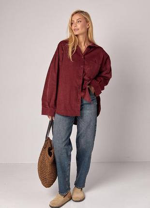 Вельветова жіноча сорочка оверсайз