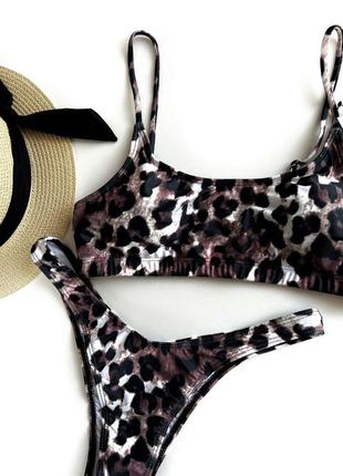 Купальник коричневий леопард