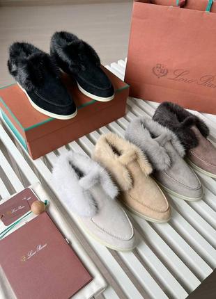 Змельные лоферы в стиле loro piana норка