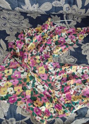 Shein curve 2xl ситиновый трикотаж, цветочный боди на завязках