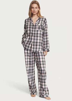 Пiжама victoria's secret в клiтинку flannel long pajama set