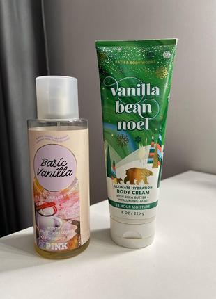 Набор pink спрей и крем bath &amp; body works ванильный