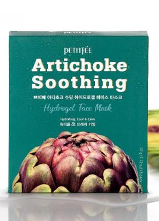 Гідрогелева заспокійлива маска для обличчя petitfee artichoke soothing face mask - 5 шт