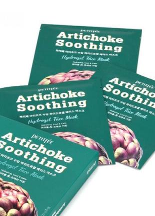 Гідрогелева заспокійлива маска для обличчя petitfee artichoke soothing face mask - 5 шт2 фото
