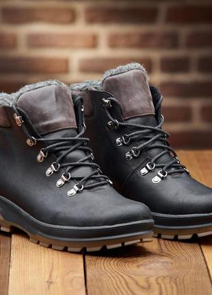 Черевики зимові чоловічі з натуральної шкіри на шнурівці, мужские кожаные зимние ботинки на меху