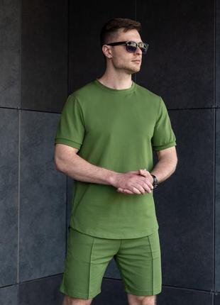 Чоловіча літня базова футболка олива4 фото
