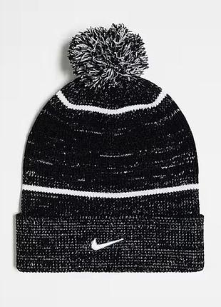 Nike unisex women pom pom beanie hat fj6305 100 black/white шапка унісекс оригінал