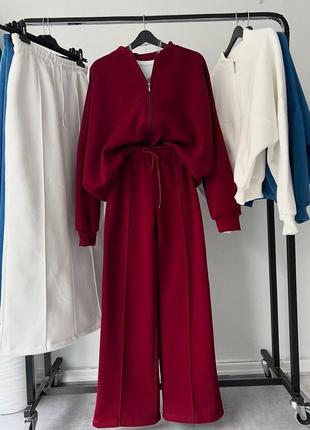 Теплый костюм на флисе (палаццо и бомбер)