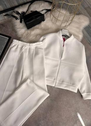 Теплый костюм на флисе (палаццо и бомбер)