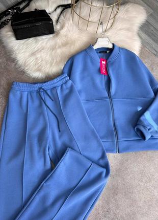 Теплый костюм на флисе (палаццо и бомбер)