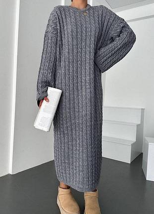 Платье вязкое косичка
