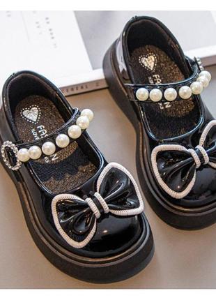 Лакированные туфли для девочек necklace черные (код товара: 20614)2 фото