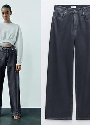 Джинси zara baggy wide leg з металізованим ефектом2 фото