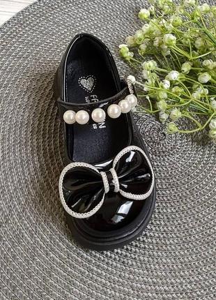 Лакированные туфли для девочек necklace черные (код товара: 20614)5 фото