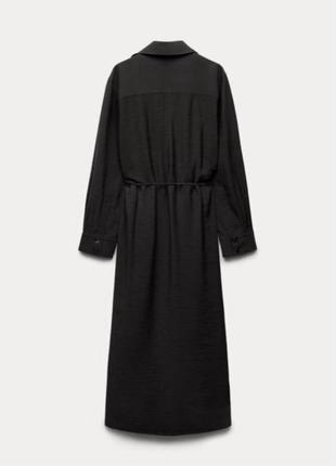 Платье рубашка с воротником длинная черного цвета zara xs3 фото