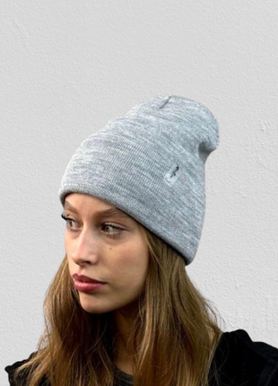 Женская шапка ,,вилли,, двойная женская шапка с отворотом, цвет светло - серый