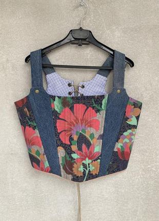 Корсет , топ, handmade. денім